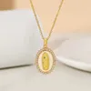 Charms Trendy Personality Geometric Virgin Mary Religious Pendant Necklace For Women Elegant Ladies Banquet Party Jewelry Accessories