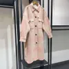 Mélanges de laine pour femmes, Niche française, automne/hiver 2023, tendance britannique, carreaux roses brodés, col Polo, manteau de Style chemise 23917