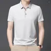 Polos pour hommes T-shirt à manches courtes Polo été couleur unie col simple décontracté