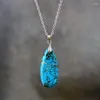 Pendant Necklaces Natural Blue Imperial Jasper Stone Boho Vintage Teardrop Necklace Jewelry Gifts For Women