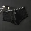 Mutande da uomo moda boxer trasparenti a quadri vedere attraverso mutandine sexy maschili slip a righe intimo pantalone