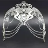 Máscaras de festa moda cosplay máscara de halloween divertido branco preto prata ouro máscara de festa de casamento homens mulheres corrente máscara de baile de metal veneziano