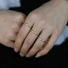 Cluster Rings Gold Plated Vermeil 925 Sterling Silver Finger Jewelry Graved Moon Star Thin Round Band Delicate Ring for Girl Women