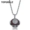 TOPGRILLZ Hip Hop Shiny Colorful Mushroom Pendant Necklace Charm For Men Women Gold Silver Color Cubic Zircon Jewelry Rope Chain258w