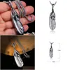 Pendant Necklaces Punk Eagle Claw Feather Stainless Steel Ancient Sier Necklace Women Men Nightclub Hip Hop Fashion Fine Jewelry Dro Dhpom