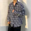 Herrklänningskjortor Street Kina-chic full tryckt långärmad skjorta Män och kvinnor modemärke Löst bf avslappnad ungdom mångsidig kappa