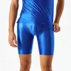 Underbyxor Sexig olja Shinny Sports Gym Compression Skinny Shorts för män Solid Color Half Pants Snabbt torr kort surfing leggings