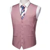 Blazers Barry.Wang Mens Pink Solid Waistcoat Blend skräddarsydd krage Vneck 3 Pocket Check Suit Vest Tie Set Formal Leisure MD2306