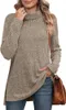 Women's Sweaters 2023 Autumn Winter Sweater Fashion Solid High Neck Warm Top Split Pit Stripe Loose T-Shirt Versatile Knit Wear