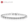 GIGAJEWE 3 0mmX30Pcs D Color Round Cut Link Chain White Gold Plated 925 Silver Moissanite Tennis Bracelet Woman Girlfriend Gift GM298e