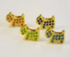 Pendentif Colliers 50pcs 8mm Couleur mixte Strass Dog Slide Charms Perles d'or Fit Nom d'animal Ceintures Bracelets CCOR