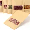 Kraft Paper Bag Stand Up Gift Dried Food Fruit Tea Packaging Pouches Window Retail Dragkedja Självförseglingspåsar 14 storlekar UIMAC GKSWW