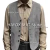 Blazers Men's Suit Vest Single Breasted Suede Leather Chalecos Casual Party Shopping Wedding Dress Waistcoat