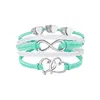 Braccialetti con ciondoli Infinity Doppio Cuore Bracciale Tessuto Avvolgente in pelle Mtilayer Moda donna Hip Hop Gioielli fai da te Consegna di goccia Dhg8C