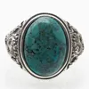 Bagues de cluster Hommes Vintage Naturel Turquoise Pierre 925 Sterling Argent Turc Islamique Antique Mariage Mâle