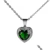 Pendant Necklaces Update Red Diamond Heart Necklace Stainelss Steel Chain Women Girls Green Crystal Fashion Jewelry Gift Drop Delive Dhbf9