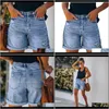 Womens Clothing Apparel Drop Delivery 2021 Summer High Denim Shorts Women Casual Loose Ladies Fashion Plus Size Elastic Waist Wide