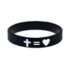 Charm-Armbänder, 1 Stück, Jesus-Kreuz, Fair und Liebe, Silikon-Armband, Schwarz, Erwachsenengröße