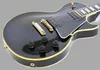 Custom 1958 ristampa P90 pickup Black Beauty Electric Guitar Ebony Taste ebano, Giallo 5 Ply Binding, Black Pickguard, White Pearl Block Inlay 2589