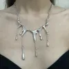 Chaînes Couleur Argent Liquide Irrégulière Gland Clavicule Chaîne À La Mode Et Unique Design Collier Pour Un Usage Quotidien Par Hommes Femmes