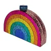 Abendtaschen Bunte Pailletten Acryl Damen Blingbling Bankett Clutch Geldbörse Trendige Regenbogen Patchwork Cross-Body Handtasche