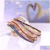 Tennis Diamond Gold Armband Red Blue Black Cubic Zirconia Armband Elastic Stretch Wristband Bangle Cuff For Women Fashion Jewelry Dhcaz