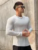 Ginásio de fitness camiseta dos homens casual manga longa camisa magro masculino musculação camisetas topos correndo esportes secagem rápida roupas treinamento 231229