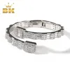 The Bling King 7 mm Bagieette Mankiet Bangel Micro utwardzony Bling Square Cubic Zirkonia Bransoleta Luxury nadgarstka Raper Biżuteria Punk Bolegle 2299c