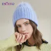 Keyif Kış Şapkaları Kadınlar İçin Kışla Şapkalar Kaliteli Angora Tavşan Kürk Uzun Saç Örgü Şapk Kalın Sıcak Moda Geniş Kötü Beanie Cap 231229