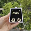 DODOAI, conjuntos de joyería con nombre personalizado, placa con nombre de acero inoxidable, collar, pendientes, conjunto de 2 piezas para regalos para niños 231229