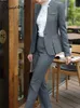 Yitimuceng Solid Women Suits Office Sets Fashion Long Sleeve Single Button Loose Blazers Elegant High Waisted Pants 231229