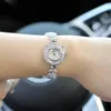 Wristwatches Luxury Beimu Noodle Fish Silver Chain With Diamond Bracelet Quartz Waterproof Watch For Ladies Sweet Pink Clock Women's Gift