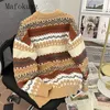 Männer Pullover Amerikanischen Gestreiften Jacquard Pullover Herbst Winter Verdicken Beiläufige Lose Gestrickte Pullover Männliche Kleidung Für Weihnachten