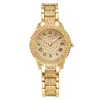 Wristwatches Luxury Women Diamond Watch Chain Bracelet Ladies Quartz Gold Rome For Wristwatch Shiny Crystal