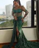 EBI 2024 ASO Dark Green Mermaid Prom Abito Cristalli in rilievo con sequenza sequenza Formale Reception Birthday Gowns Abiti abiti Robe De Soiree ZJ404 ES
