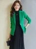 Costumes pour femmes 2023 Femmes Blazer Marron Rouge Vert Noir Mode Professionnel Vestes formelles Un bouton Bureau d'affaires Dames Manteau de travail Tops