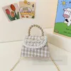 Lady style children pearls chain handbags girls rabbit bear Bows applique single shoulder bag sweet kids splicing lace falbala princess crossbody bags Z6403