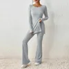 Conjuntos de pantalones para mujer, traje de 2 piezas, ropa de otoño e invierno, camisa de manga larga elegante para mujer, traje con pantalones con pernera ancha 231229