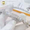 Custom Hip Hop Jewelry 12mm VVS Emerald Cut Cluster Moissanit Design Halskette 925 Silberkubaner Linkkette