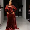 Burgundry Velvet Aso Ebi Ebi Sukienki na bal