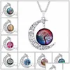 Pendentif Colliers Arbre de vie Lune Temps Gem Collier Plante Cabochon Bijoux Femmes Drop Ship Livraison Pendentifs Dhtom