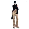 Frauenjeans Khaki Frauen 2023 Frühling Herbst Bell-Bottom-Hose Flare Bottoms Hosen Schmetterling Weibliche Hohe Taille Minderheit