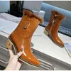 JC Jimmynessity Choo Quality High Shoes Chelsea Boots Designer Calfskin Western Boot Chaussures Femmes Blocs gros talons
