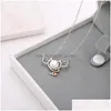 Jewelry Settings Simple Heart-Shaped Angel Pearl Pendant Necklace Female S925 Pure Sier Delicate Diy Empty Bracket Mount Clavicle Ch Dh3N9