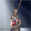 Pendanthalsband Rose Gold Chains Halsband Diamond Heart For Women Birthday Fashion Jewelry Will and Sandy Gift Drop Delivery Pendan Dhdaf