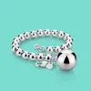 Women's 925 sterling silver bracelet Ethnic the ball pendant beaded bracelet lady charm Silver jewelry 20cm chain Solid silve2758