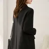 女性のスーツ長い格子縞のスリムなカラーブロックブレザー服の黒いアウターのジャケットドレス女性コートとジャケットチェックディールセール