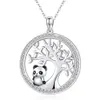 Collier de mariée en cristal Panda mignon, Vintage, pendentif arbre de vie, or Rose, argent, chaîne pour femmes, 331Y