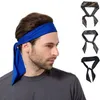 Women Men Striped Solid Tie Back Sport Headband Non-Slip Stretch Sweatbands Moisture Wicking Workout Yoga Running Headbands315N