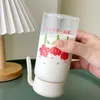 Bouteilles d'eau Kawaii coréen verre tasse résistant à la chaleur pour café lait jus bulle thé mignon bouteille avec couvercle sans BPA cadeau 400 ml